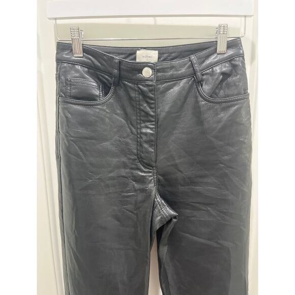 Aritzia Wilfred Melina Vegan Leather Black Straight Leg Pants Sz 4 - Picture 3 of 9